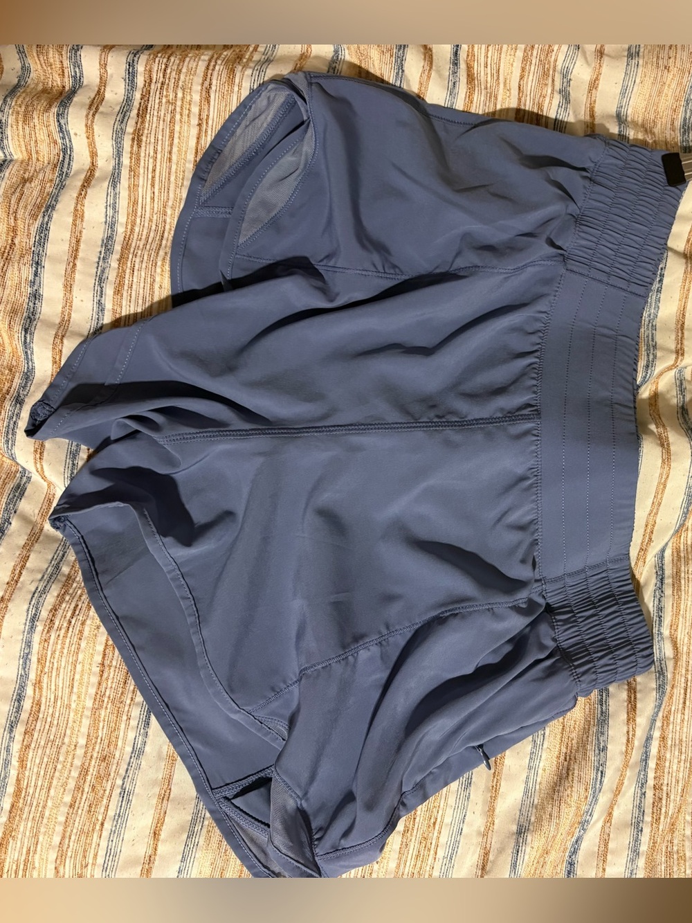 Women’s dusty blue Athletic Shorts with Mesh Hem - Picture 3 of 3